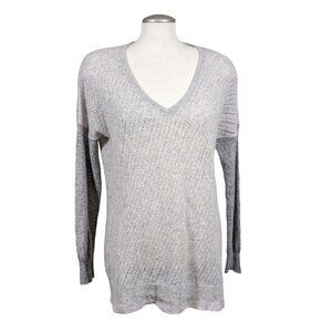 Womens Cashmere Sweater Size Medium Gray Mixed Knit Pullover Lightweight Raffi